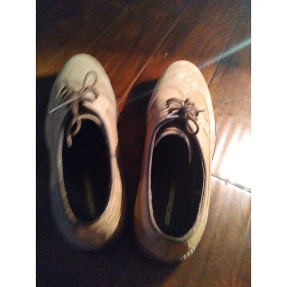 Suede Wingtip Oxford Dress Shoes Casual Lace Up Tan Leather Size (See Desc) - Picture 3 of 4